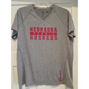 Adidas Nebraska Huskers Tennis Climalite V Neck T Shirt Womens XL